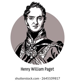Henry William Paget was a British Napoleonic Wars military leader, field marshal. He used the courtesy title "Lord Paget". Hand drawn vector illustration