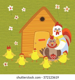 hens, chickens, roosters, chicken coop