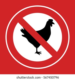 Hens prohibited sign.
Sign regulating the presence and movement in the territory of agricultural animals.