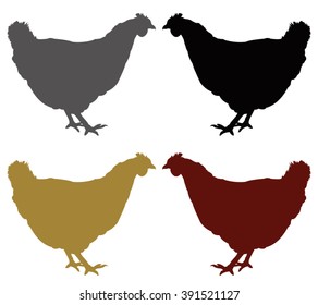 Hens silhouette, vector illustration