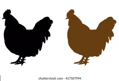 Hens silhouette, vector illustration