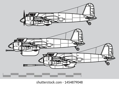 Henschel Hs 129. Outline vector drawing