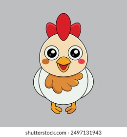 Hen-vector with cartoon clipart and line art design. Ideal for digital and print projects, including posters, t-shirts, and more. Perfect for creative use.