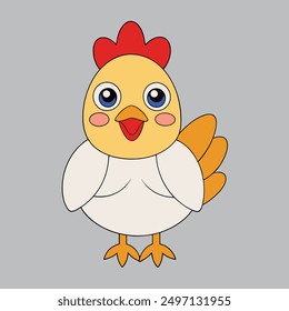 Hen-vector with cartoon clipart and line art design. Ideal for digital and print projects, including posters, t-shirts, and more. Perfect for creative use.