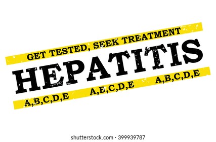 Hepatitis A,B,C,D,E grunge bi-color label. Get tested, Seek Treatment. Print colors used.