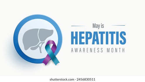 Hepatitis Awareness Month campaign banner. Observed in May each year. Advocacy and education on prevention and treatment.