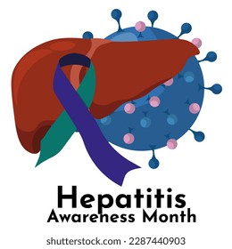 Hepatitis Awareness Month, idea for a poster, banner, flyer or postcard on the topic of infectious diseases vector illustration