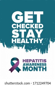 Hepatitis Awareness Month in May. Annual campaign in United States. Viral infection, liver problem. Hepatitis testing day. Control and protection. Prevention campaign. Medical healthcare vector design