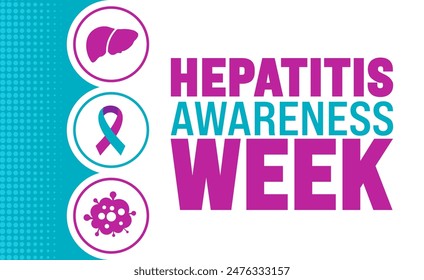 Plantilla de fondo de la semana de concienciación sobre hepatitis. Concepto de Festiva. Utilice una Plantilla de diseño de fondo, Anuncio, cartel, tarjeta y póster con inscripción de texto y color estándar. Ilustración vectorial.