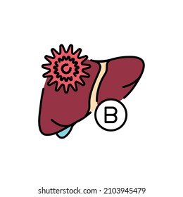 Hepatitis b color line icon. Human diseases. Pictogram for web page, mobile app, promo.