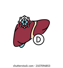 Icono de la línea de color de la hepatitis b. Enfermedades humanas. Pictograma para página web, aplicación móvil, promoción.