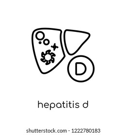 Hepatitis D icon. Trendy modern flat linear vector Hepatitis D icon on white background from thin line Diseases collection, editable outline stroke vector illustration