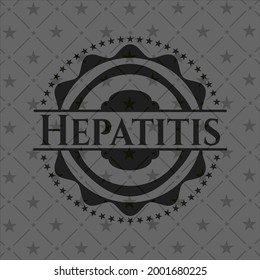 Emblema oscuro de la hepatitis. Retro. Ilustración vectorial. Detallado. 
