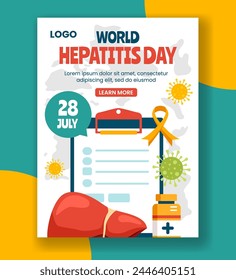 Hepatitis Day Vertical Poster Flat Cartoon Hand Drawn Templates Background Illustration