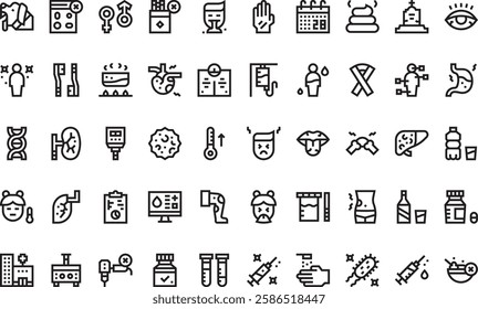 Hepatitis icons High-Quality Vector Icons Collection with Editable Stroke. Ideal for Professional and Creative Projects.