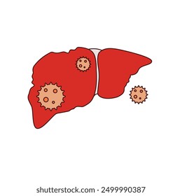 Hepatitis illustration. liver disease icon