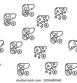 Hepatitis Liver Health Problem Vector Seamless Pattern Thin Line Illustration