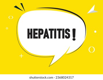 Hepatitis-Sprechblase-Text. Hallo Hier auf hellen Farben für Aufkleber, Banner und Poster. Vektorgrafik.