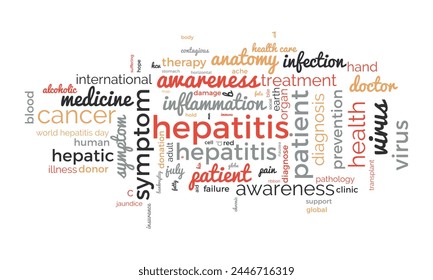Hepatitis Plantilla de nubes. Conocimiento médico y de la salud Vector de fondo.