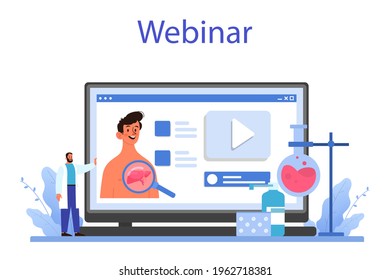 Hepatologist online service or platform. Doctor make liver examination