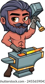 Hephaestus the god of fire vector illustration