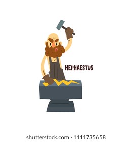 Hephaestus Greek God, ancient Greece mythology character vector Illustration on a white background