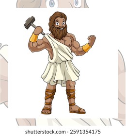 Hephaestus greek mythology cartoon mascot character design