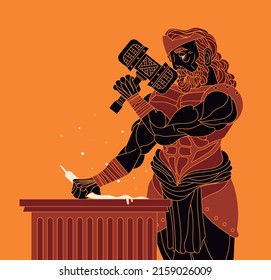 Hephaestus Vulcan Greek God Blacksmithing Forge: เวกเตอร์สต็อก (ปลอดค่า ...