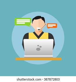 Hepldesk or customer service concept. flat design