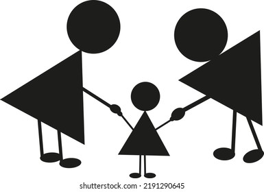 Heppy family, illustration, vector on a white background.