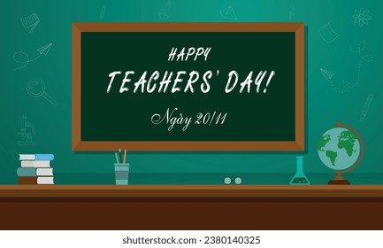 Heppy Teachers' Day in world-vietnamese abstract background