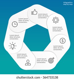 Heptagon diagram. Chart, diagram with 7 steps, options, parts, processes. Can be used for workflow layout, diagram, number options, web design, infographics.