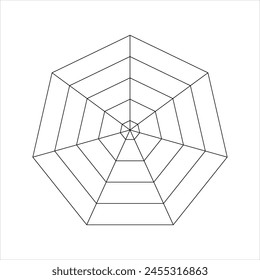 Heptagon diagram divided on equal segments. Statistics or analytics graph, radar or spider chart, wheel of life or habits tracker template with 7 sectors. Vector graphic illustration.