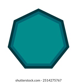 Heptagon Doppelstrich Form Teal Symbol. Ein siebenseitiges, siebeneckiges Symbol. Einzeln auf weißem Hintergrund.