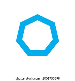 Marco de Heptagon con el agujero FLAT azul Icono de diseño gráfico 2d HD