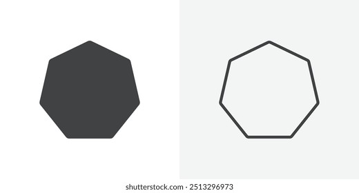 Heptagon ícone plano e design conjunto simples