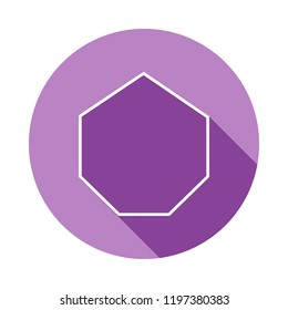 heptagon icon in long shadow style. One of Geometric figures collection icon can be used for UI, UX