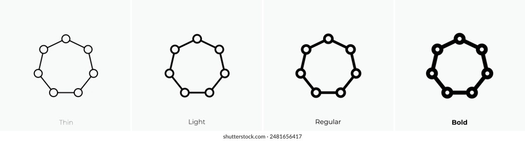 heptagon icon. Thin, Light Regular And Bold style design isolated on white background