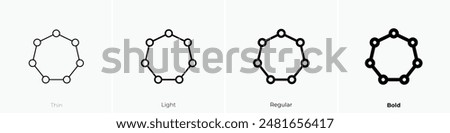 heptagon icon. Thin, Light Regular And Bold style design isolated on white background