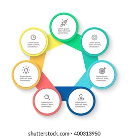 Heptagon infographic. Chart, diagram with 5 steps, options, parts, processes. Vector design element.