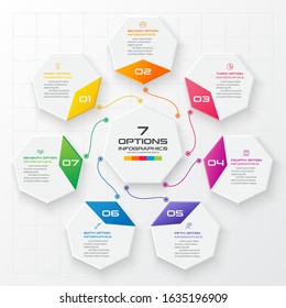 Heptagon infographic,Diagram with 7 options,Vector design element.