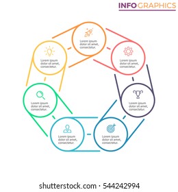 Heptagon for infographics with 7 steps, parts can be used for workflow layout, diagram, chart, annual report, presentation. Vector design template.