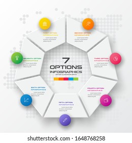 Heptagon infographic,Template for cycle diagram,Business concept 7 with options,Vector illustration.