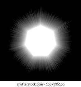 Heptagon lighting white object on black background.