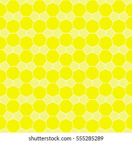 Heptagon and pentagon tile pattern - seamless editable repeating vector background wallpaper (Yellow)