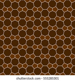 Heptagon and pentagon tile pattern - seamless editable repeating vector background wallpaper (Brown)