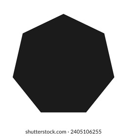 Heptagon seven-sided shape silhouette icon. A black heptagonal symbol. Isolated on a white background.