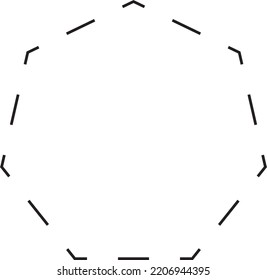 Heptagon shape dashed symbol vector icon for creative graphic design ui element in a pictogram illustration