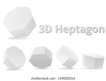Heptagon shape various angle color white and gray 3D style.