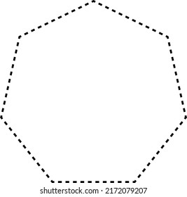 Heptagon symbol dashed shape vector icon for creative graphic design ui element in a pictogram illustration